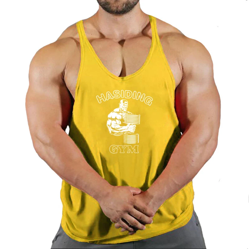 Brand Gyms Stringer Clothing Bodybuilding Tank Tops Men Fitness Singlet Sleeveless Shirt Printed Cotton Muscle Vest Undershirt