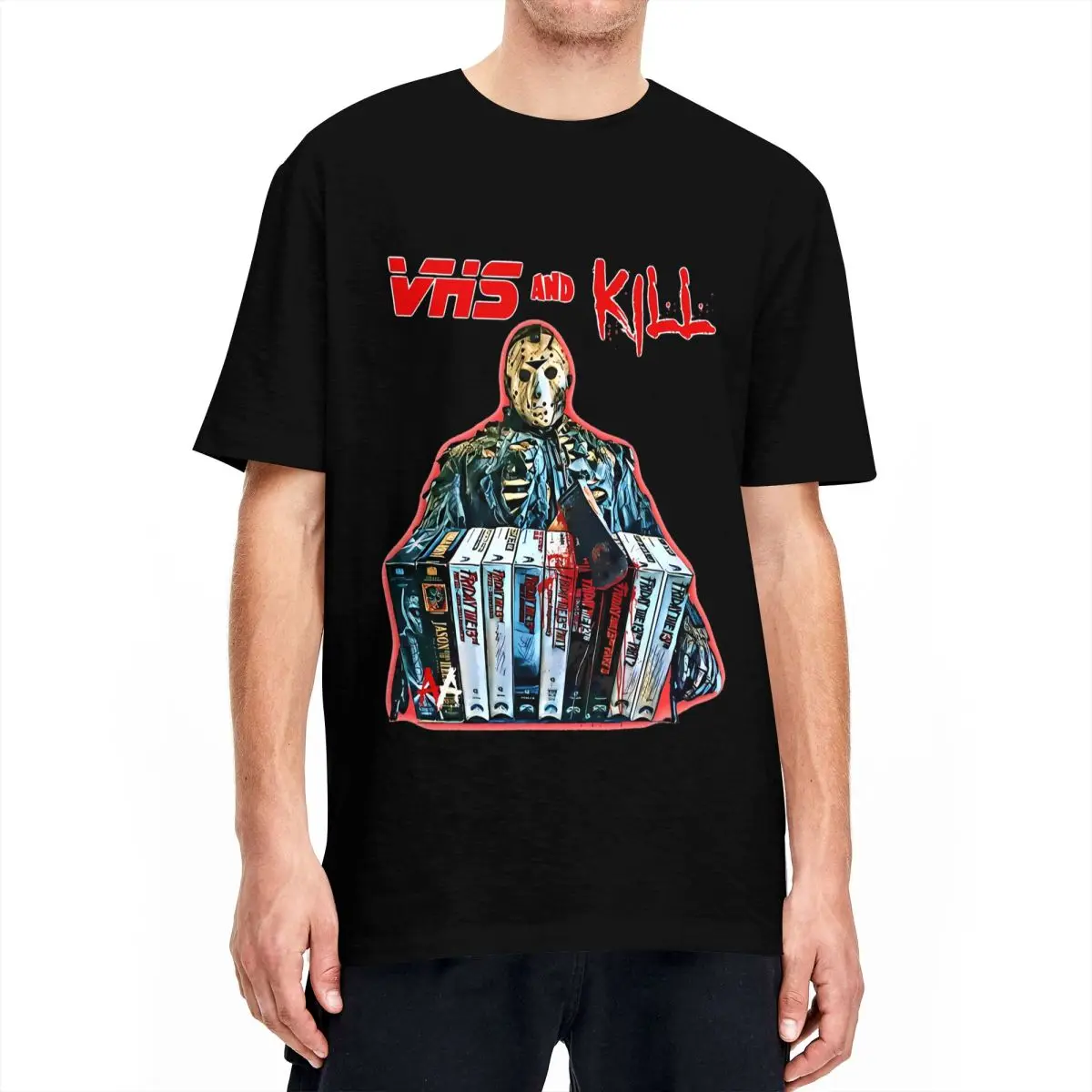 VHS And Kill Jason Voorhees T Shirts Men Women Pure Cotton Leisure T-Shirt Crew Neck Tees Short Sleeve Clothes Plus Size