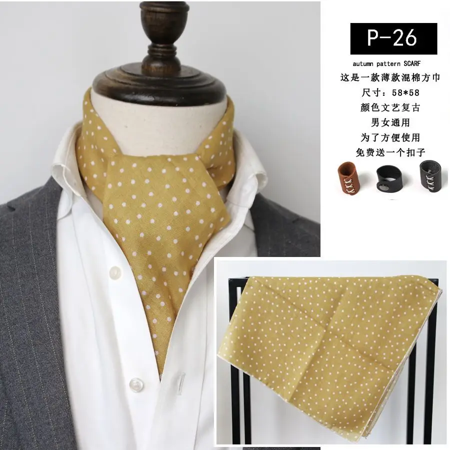Baumwolle und Leinen Herren Künstlerischer Retro Schal Koreanischer Frühling Herbst Winter Schal Hip Hop Street Style Schal Kleines Quadratisches Handtuch – Detail 32