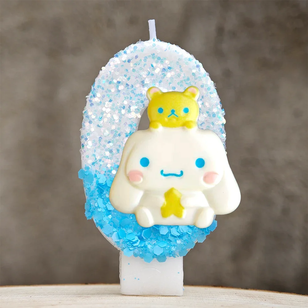 Kawaii Cinnamoroll Cartoon-Themen Glitzerkerze Kinder Geburtstagskerze Dekorationen Tortendekoration Baby-Shower Party-Zubehör – Detail 12