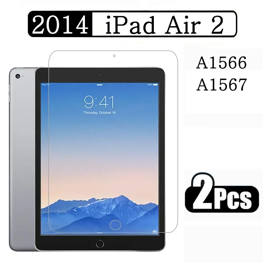 

(2 упаковки) Закаленное стекло для Apple iPad Air 2 2014 Air2 A1566 A1567 2-го поколения Защитная пленка для экрана планшета против царапин