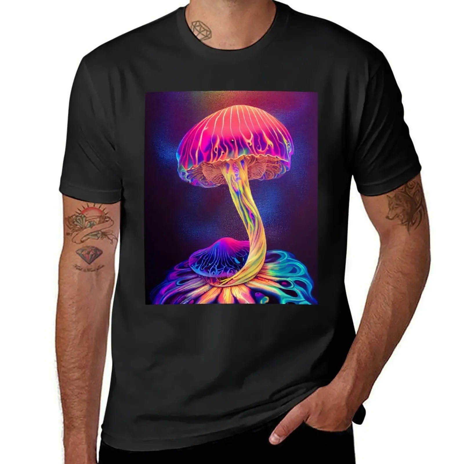 UV reactive mushroom art T-Shirt essential t shirt Aesthetic clothing cheap stuff heavy weight t shirts for men