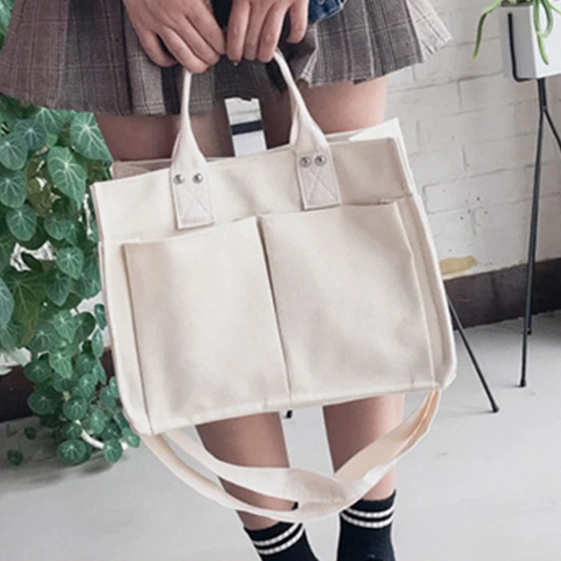 Multi-pocket Crossbody Bags for Women Canvas-Bag Large Capacity Shoulder Bag Ins