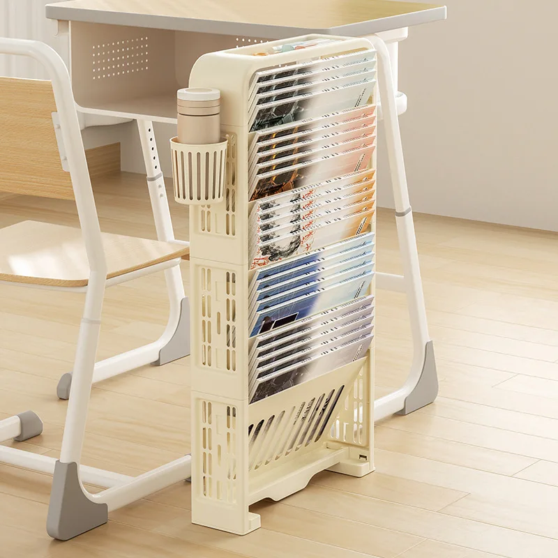 

Desk Storage Bookshelf Multifunctional Foldable with Wheels Removable Five-Layer Book Plastic Organizer two colors available