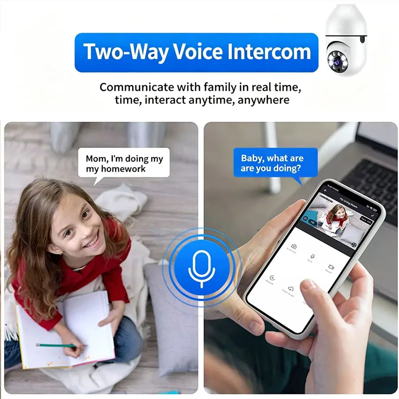Smart Home 2.4G E27 Bulb Wifi Surveillance Camera HD Night Security Video Surveillance Supprt Two Way Audio Mobile Motion