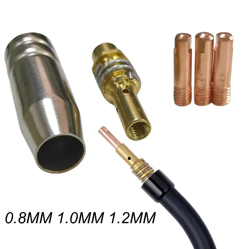 【BA】5pcs Set Guard Nozzle Contact Tip Consumables Holder 06 08 09 10 12mm MIG Welding MB15 15AK Soldering Tool