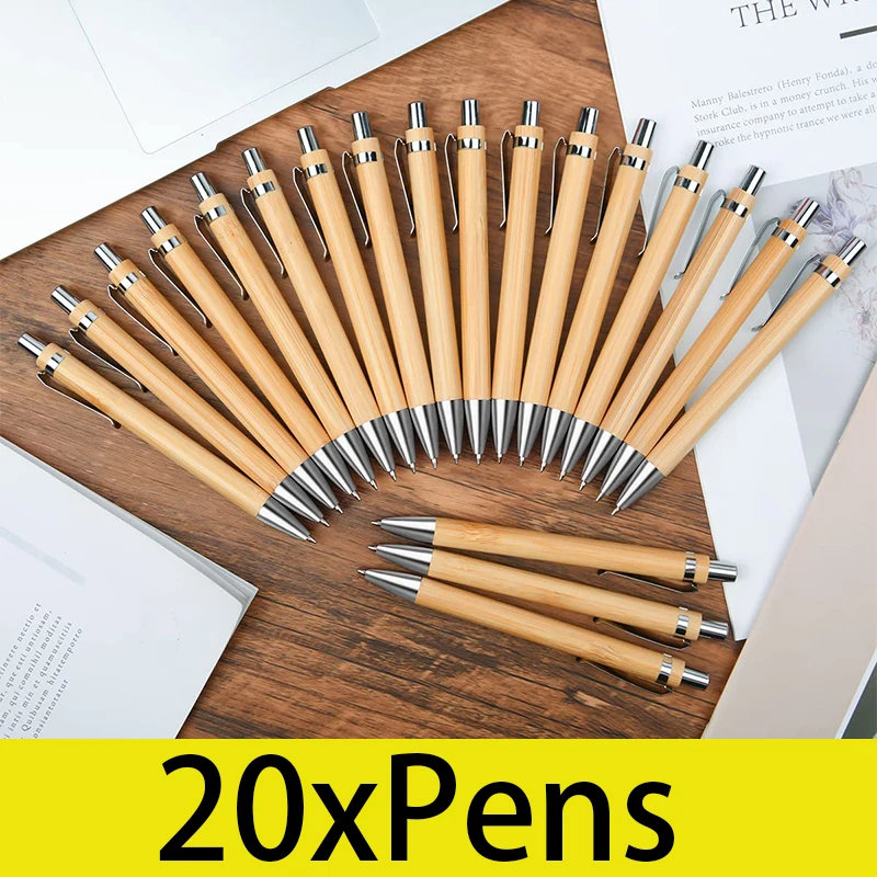 

20Pcs Bamboo Pens Wooden Bamboo Pens Wooden Ballpoint Pen