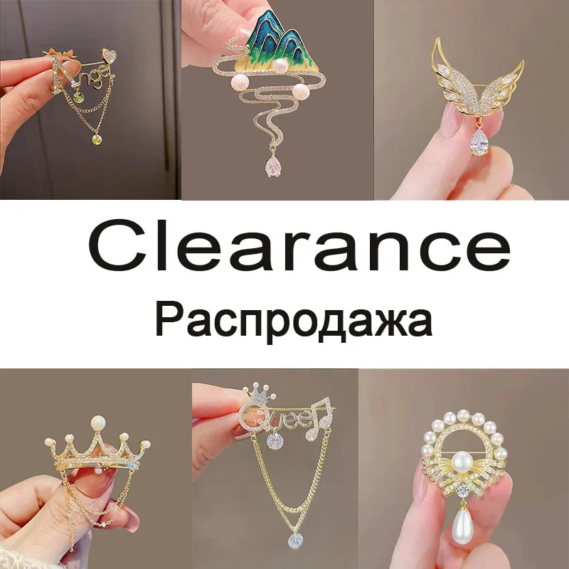 Clearance Sale Crystal Flower Brooch with Tassel Chain Rhinestone Charm Lapel Pin for Women Men Jewelry Accessories Discount