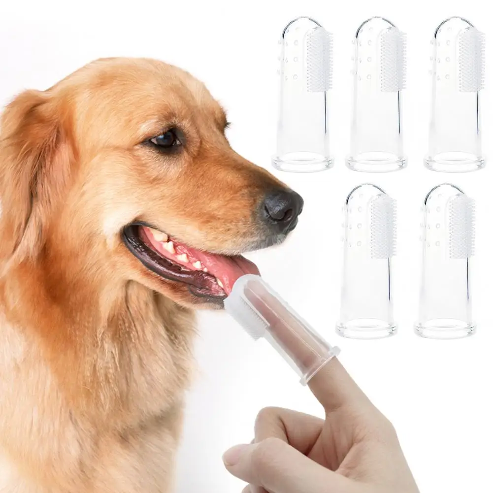 5 Pcs 5.5cm Pet Toothbrush Silicone Finger Toothbrush For Dogs Cats Medium Large Breeds Puppy Dental Care Teeth Cleaning Kit