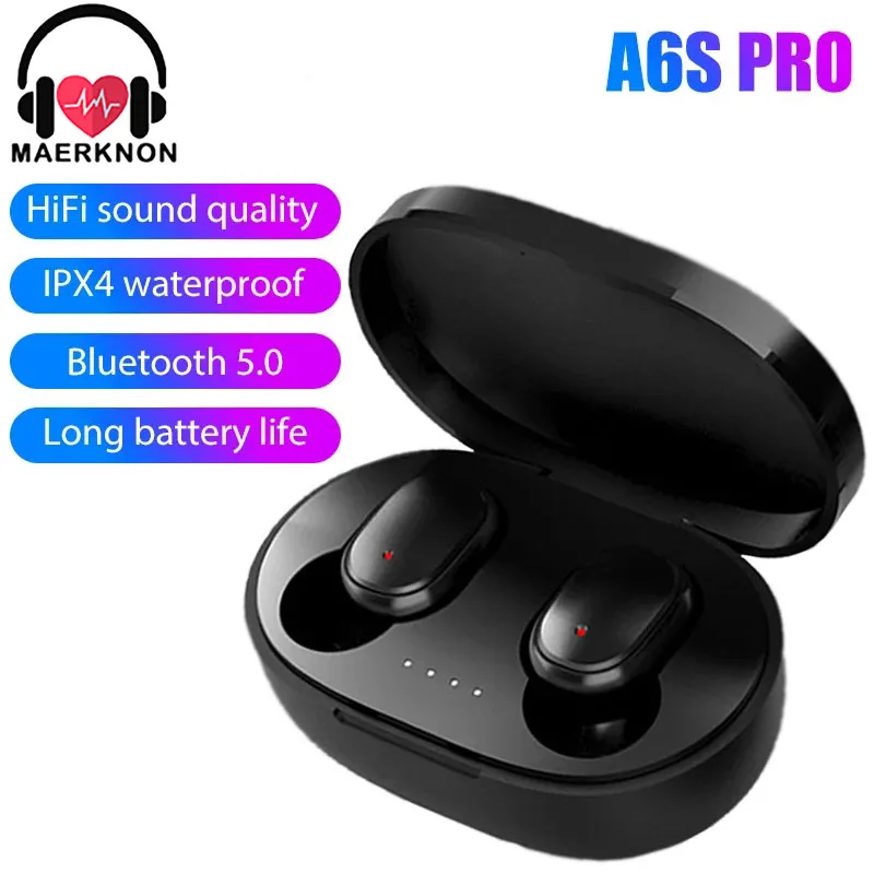 A6S TWS Earphones Wireless Bluetooth 5.1 Headphones Touch Control Earbuds With Mic Earphones Sport Waterproof Headset for xiaomi