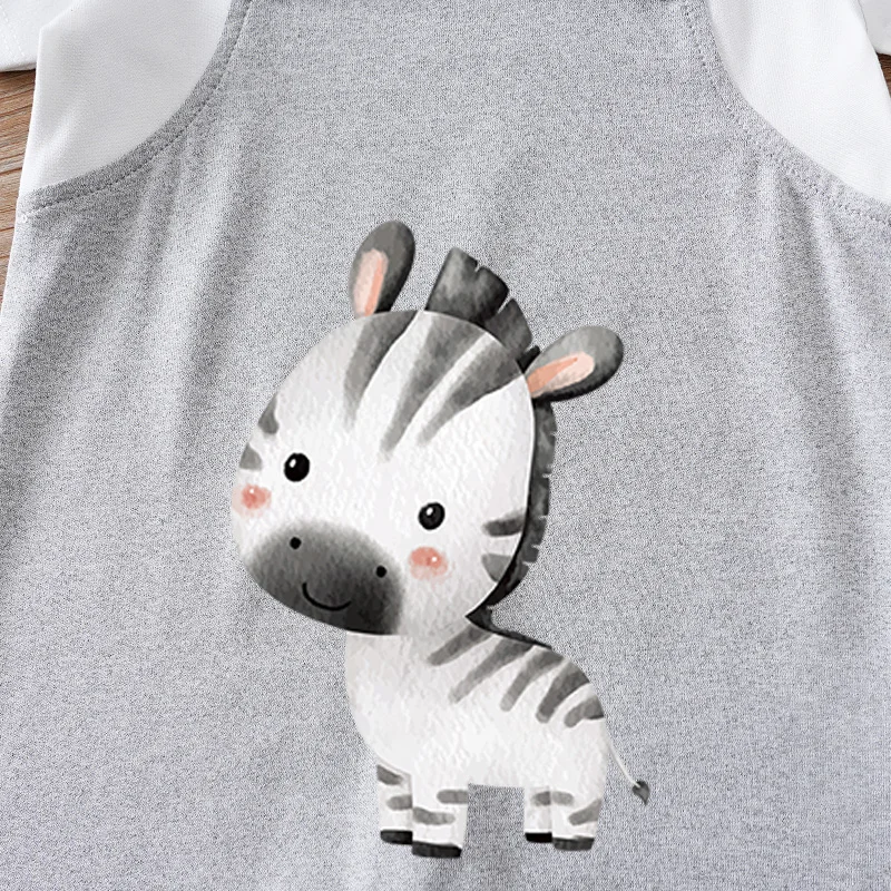 Newborn boy summer vacation 2 pieces zebra cartoon cute short-sleeved round-neck jumpsuit - view 3