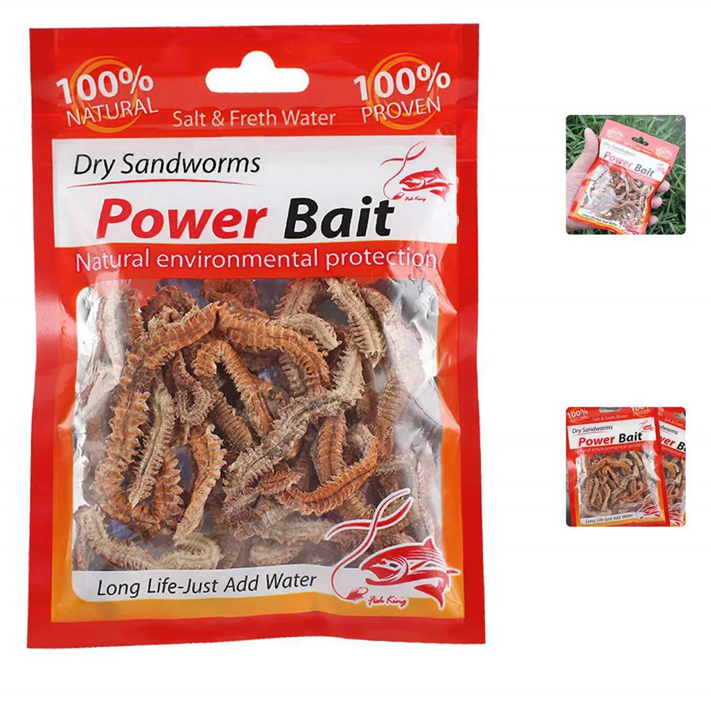 Señuelo de pesca de gusanos de arena secos, gusanos secos, torneo de pesca de larga preservación para uso de intelitación de animales acuáticos, 1 bolsa de 6g/10g