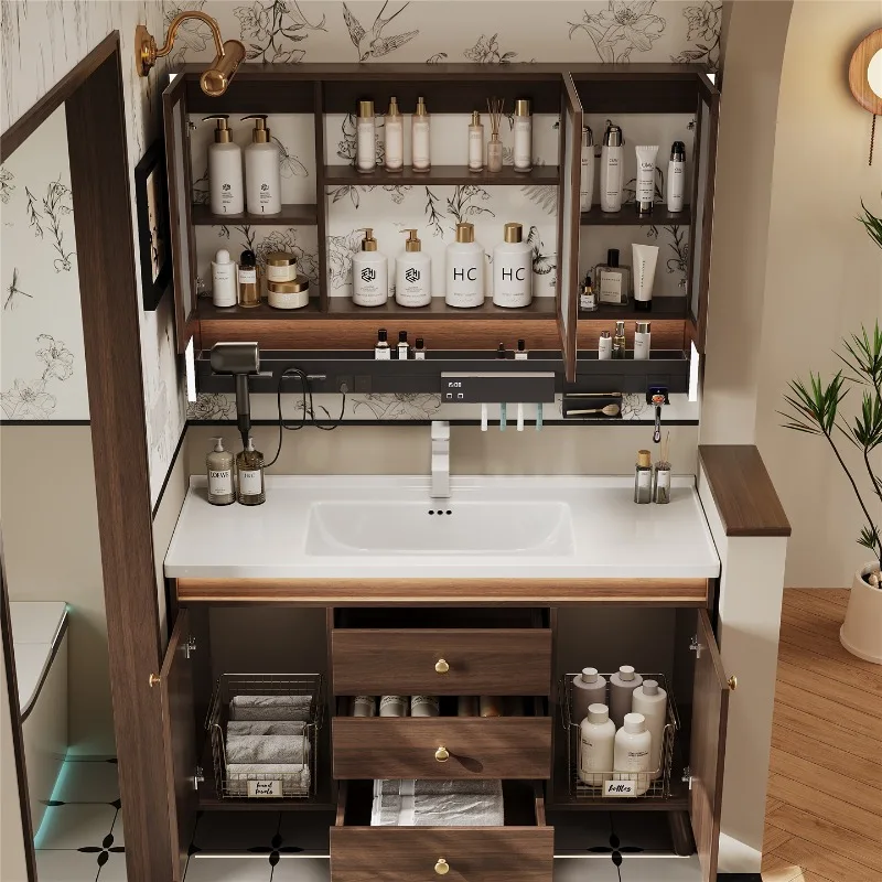 

Настенный туалетный столик для ванной комнаты с шкафом для раковины, современная мебель, набор для хранения туалетного столика для ванной комнаты, отеля, виллы, квартиры