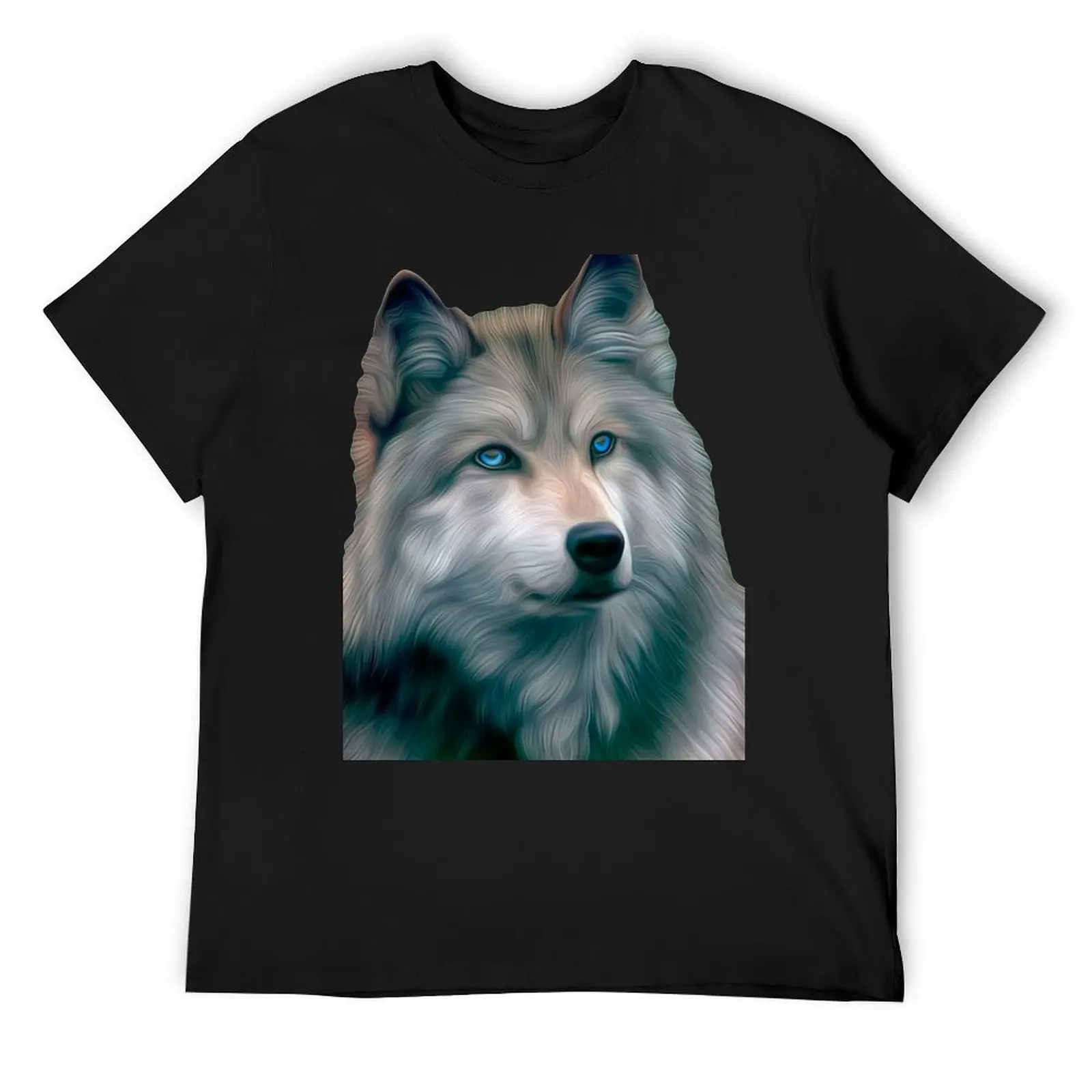 Wolf painting T-Shirt tops customs design your own korean fashion mens t shirts casual stylish