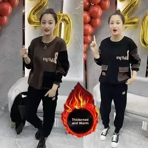 트렌디한 프린트 패치워크 후드티 캐주얼 슬림핏 패셔너블 겨울 2025 여성 스웨트셔츠 한국 스타일