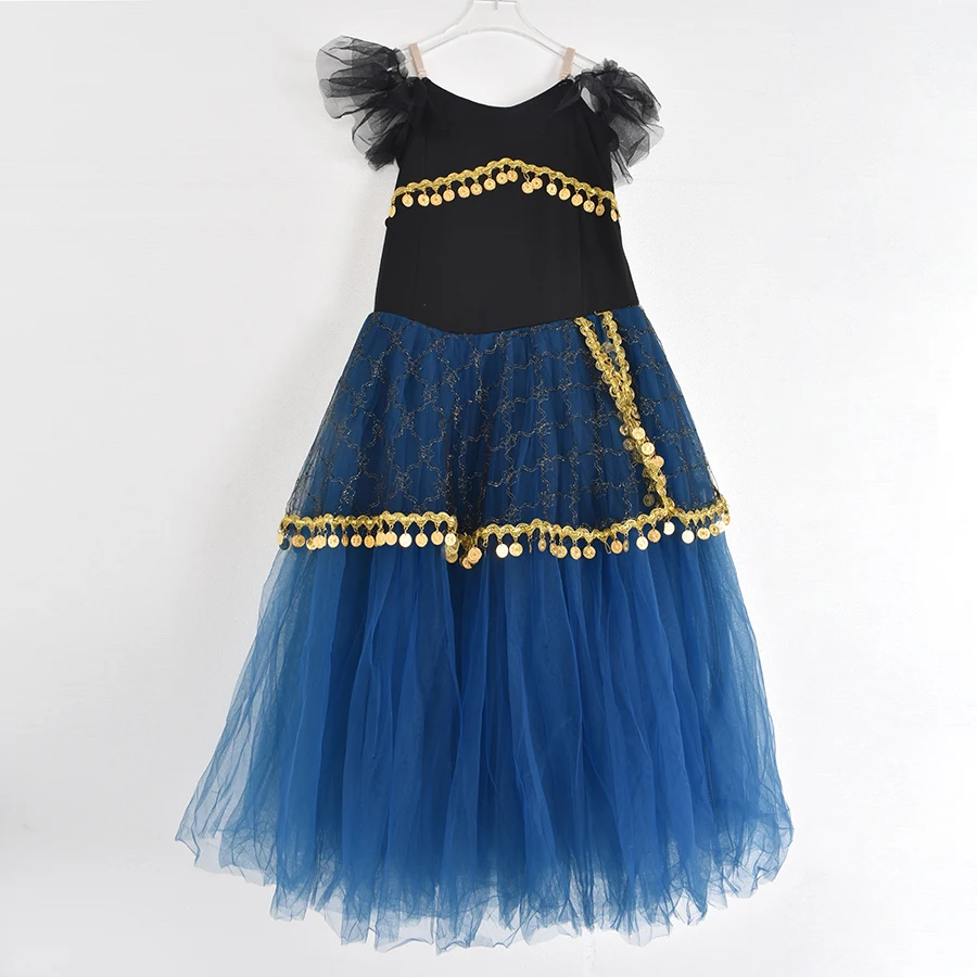 

New Romantic Tutu Giselle Ballet Costumes Girls Child Velet Long Tulle Dress Skate Ballerina Dress Puff Sleeve Chorus Dress