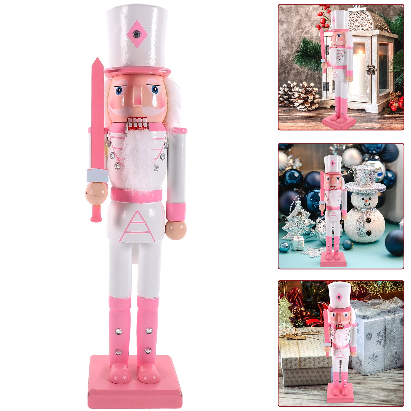 

1pc Wooden Nutcracker Soldier Hand Painted Christmas Decoration Desktop Xmas Ornament Festival Party Home Decor Wood Craft