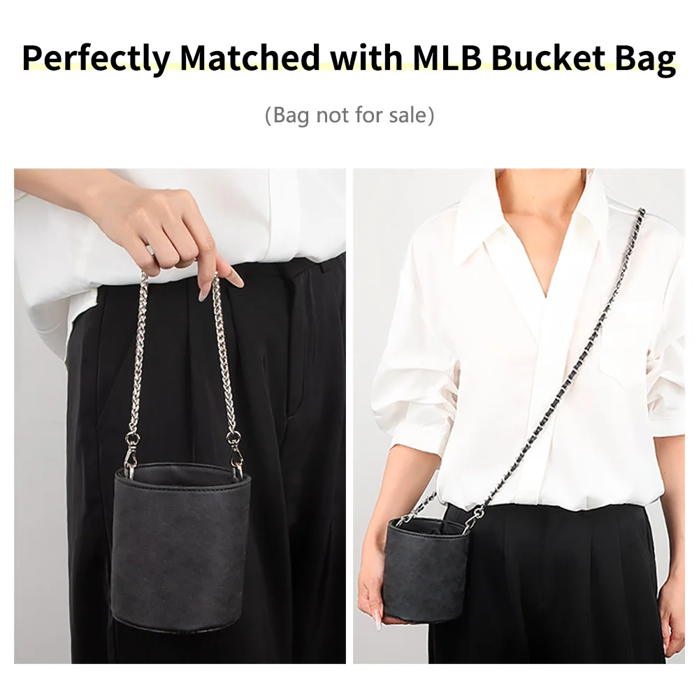 CRAZYSMITH Bag Chain Metal Strap for MLB Bucket Bag Handbag Replacement Long Beaded Chain Shoulder Crossbody Bag Accessory