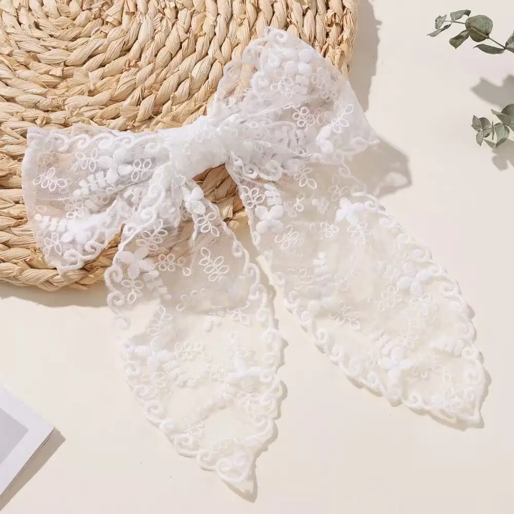 1PC super fairy lace hairpin, mesh four-leaf clover bow spring clip,European and American cross-border spring handmade headwear