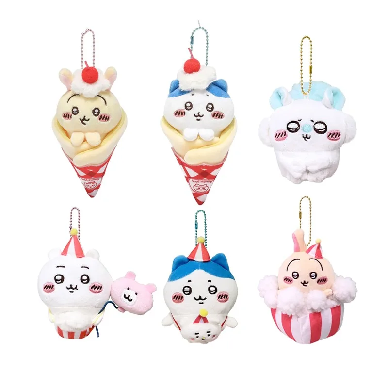 Kawaii Minsio Cartoon Chiikawa Hachiware Usagi Plush Pendant Anime Cute Keychain Deprecating Bear Bag Charm Accessory Girl Gift