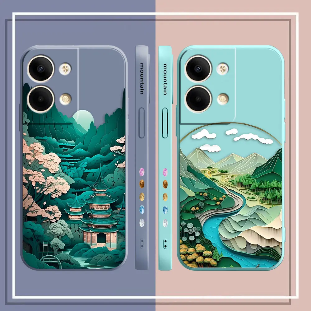 Phone Case For OPPO RENO 8 7 9 6 7SE 5 4 4SE 4 3 4G 5G PRO PLUS Simple Case Cover Funda Cqoue Shell Beautiful Japanese Landscape