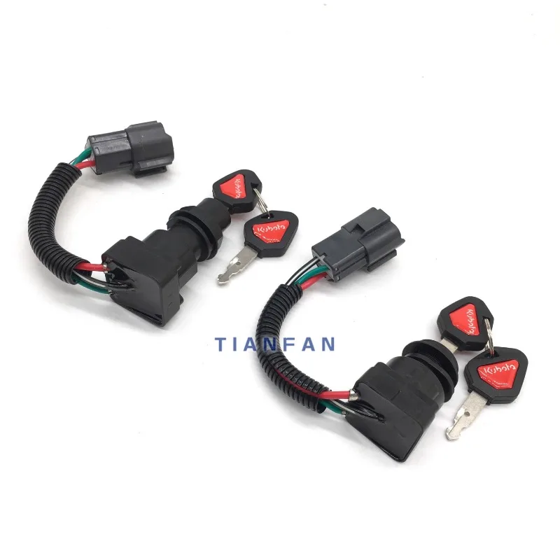 Suitable for Kubota excavator universal ignition switch, ignition lock, key start switch, lock without chip, suitable for U15 U2