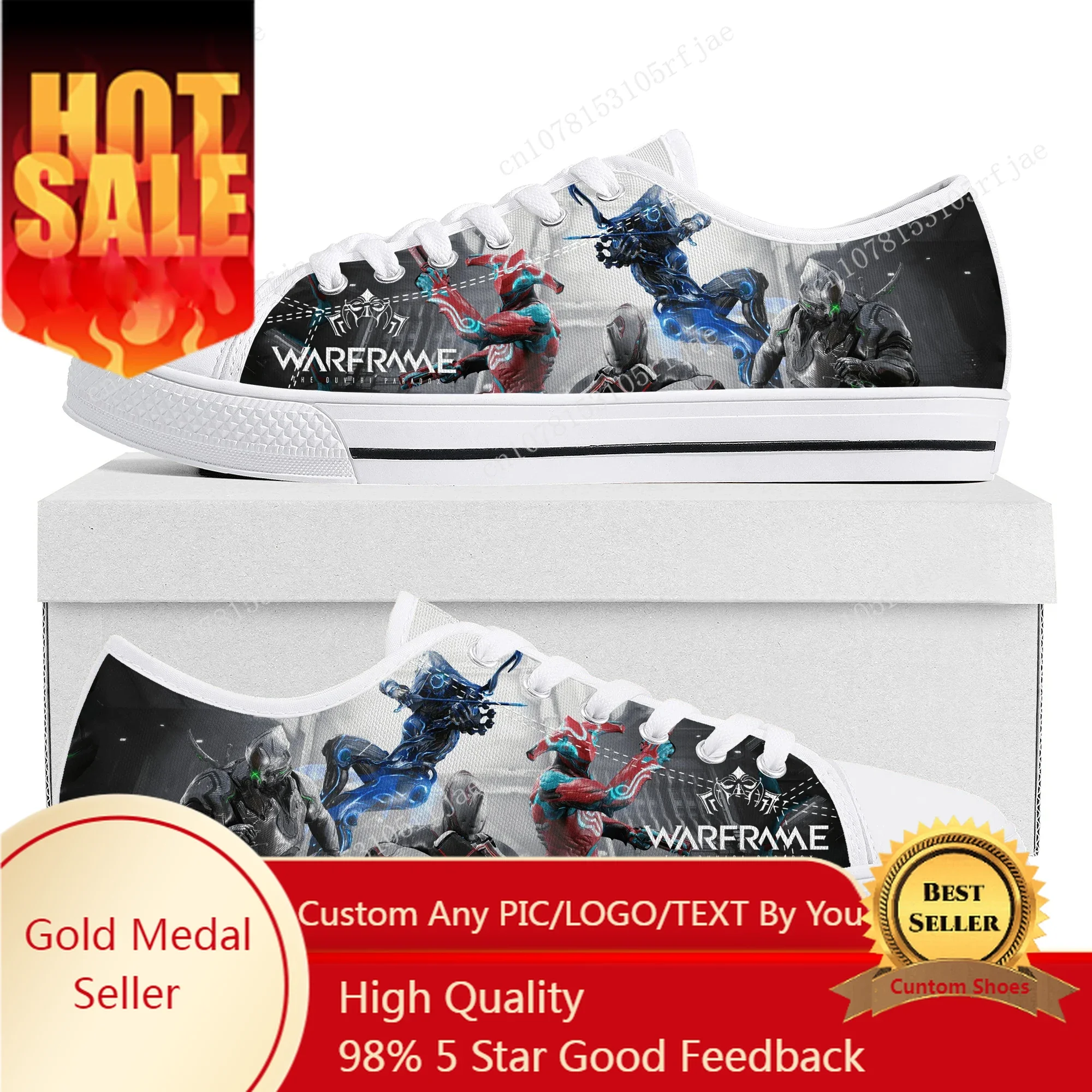 

Hot Cartoon Game Warframe Low Top Sneakers Womens Mens Teenager Canvas Sneaker Couple Fashion Custom Built Shoes