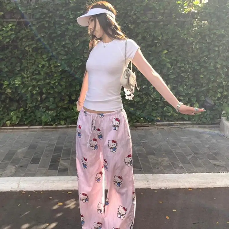 

Sanrio Hot Hello Kitty Pajamas Pants Anime Women's Pajama Pants Loose Comfortable Outdoors Walk Home Casual Trousers Girl Gifts