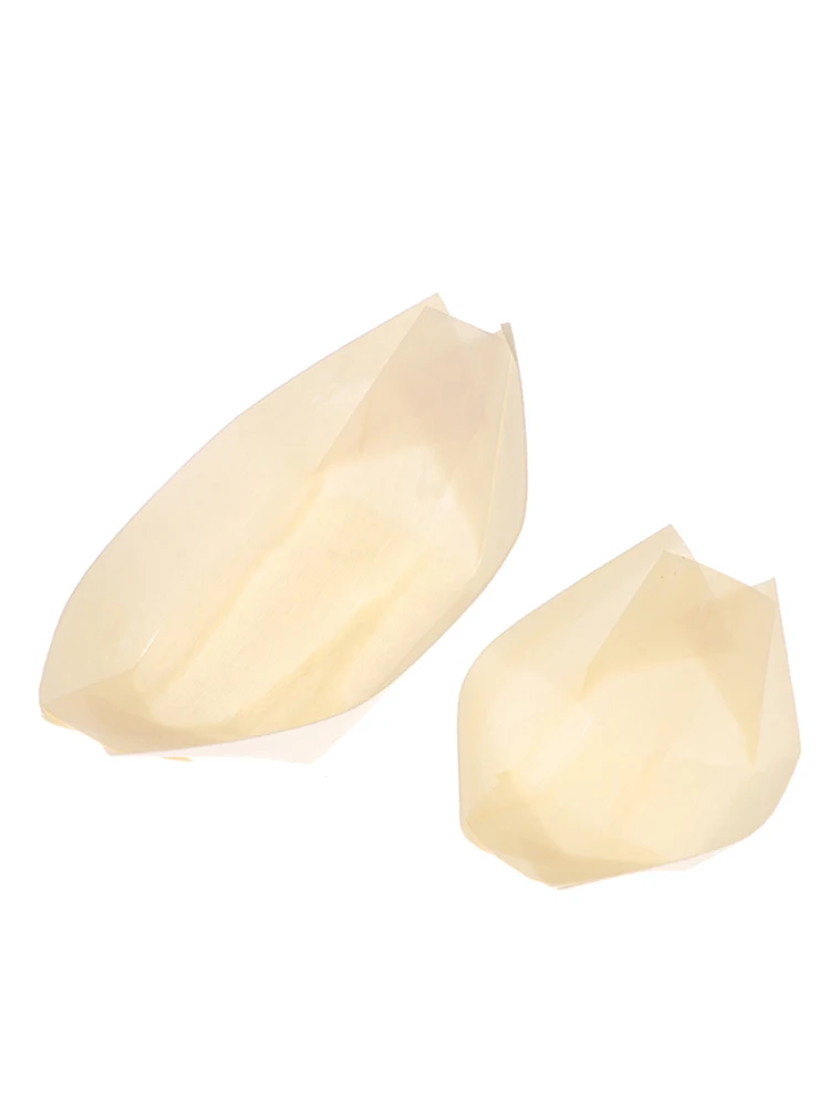 Assiettes de bateau en bois, bol à Sushi, salade, bol à Dessert, bol de service en bois, plateaux de service à Sushi jetables, assiettes de bateau à Sushi 50 pièces