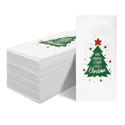 JINYUDOME 25/50Pcs Disposable Linen-Feel Dinner Napkins,30*43cm Napkin Towels,Prefold Paper Napkins Pad For Home Christmas Party