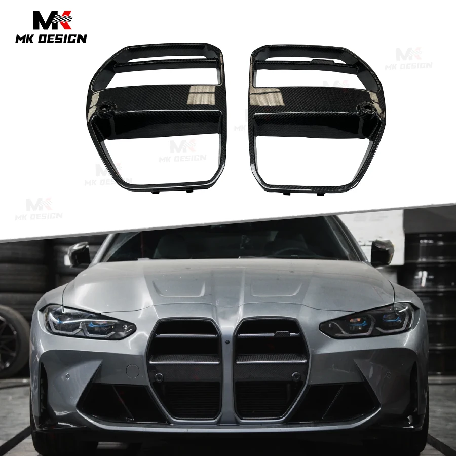 

Carbon Fiber V Style Front Bumper Grille Kidney Grill Trim Cover for BMW G80 G81 M3 G82 G83 M4 2021+ Mesh Grills Car Accessories