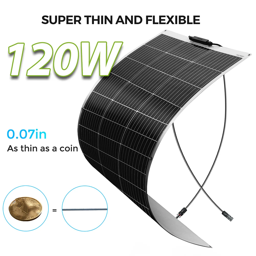 Solar Panel 120W 100W Flexible Solar Panel Monocristalino Impermeable for 12V System RV Boat Balcony Camping Off-Grid