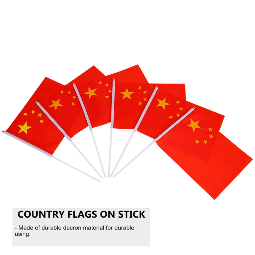 

Party Hand Waving Flag Mini Flags Stick of Country Banner China Red Polyester Women's