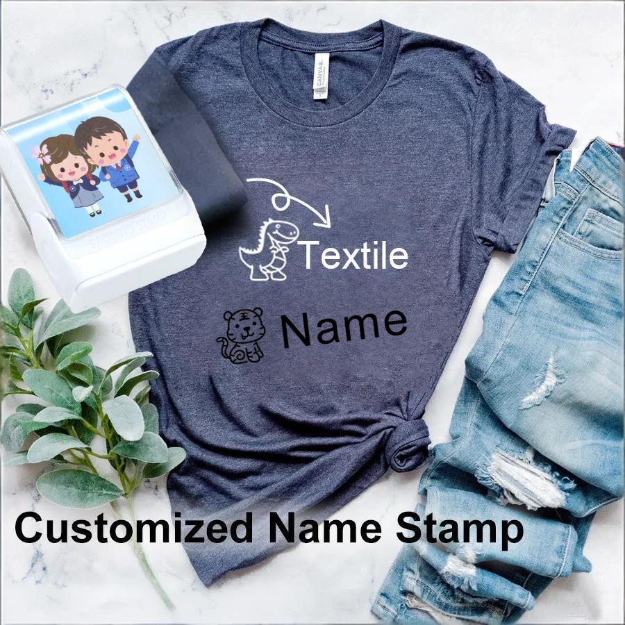 

Custom Kids Name Stamp Kit-Waterproof Washable Clothing Marker|Anti-Loss Bag Tags for Kindergarten|Black&White Ink Pad Gift Set