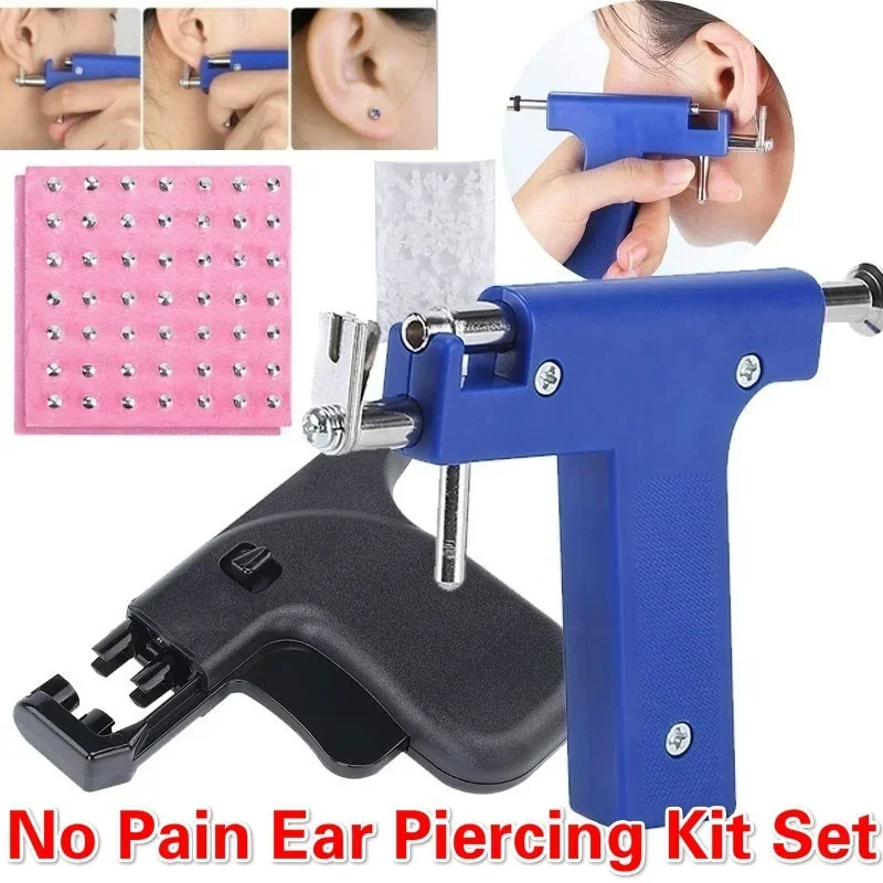 Professional Ear Piercing Gun Tool Set 98pcs Ear Studs Steel Ear Nose Navel Body Piercing Gun Unit Tool Kit Safety Pierce Tool #