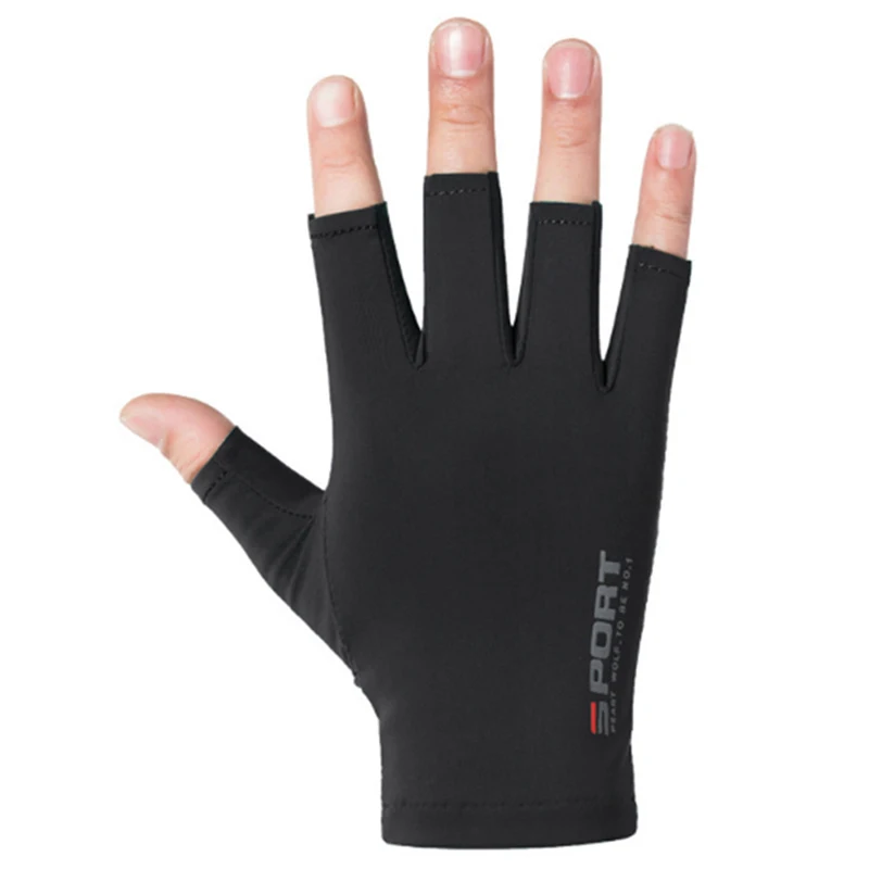 Guantes de medio dedo transpirables de seda de hielo, antideslizantes, para pantalla táctil de bicicleta