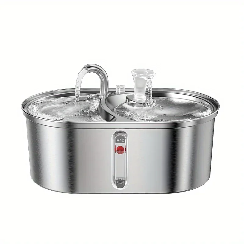 

304 Stainless Steel Double Bowl Automatic Water Feeder Smart Water Feeder for Cats and Dogs 3L Pet Drinking Fountain