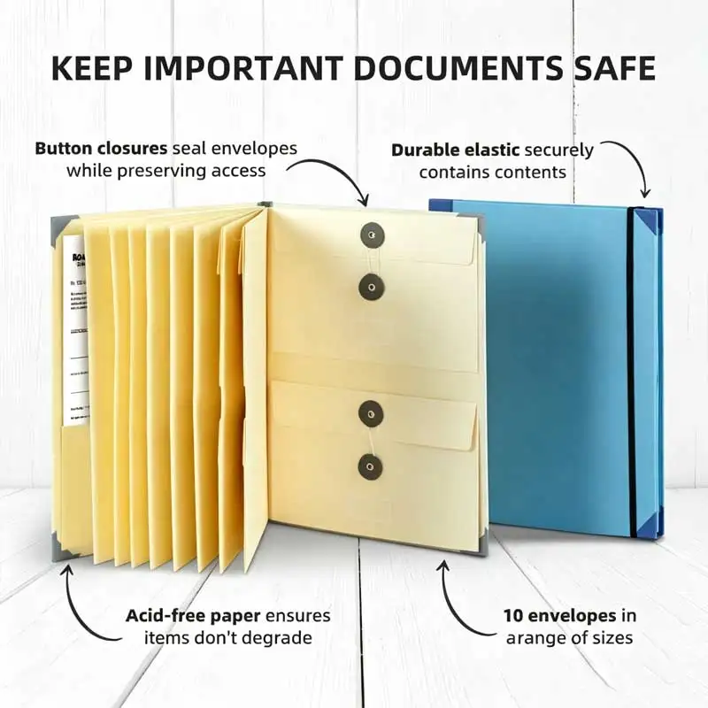 1Piece Accordion Expanding File Folder Multi Pockets Document Organizer Binder Folio Paper Storage For Office School