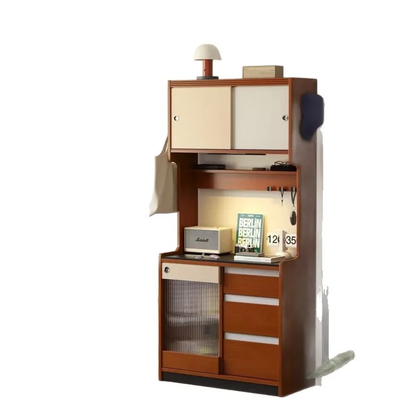 

Household dining side cabinet Medieval cabinet Solid wood against the wall Integrated dining side cabinet Narrow side wine cabin