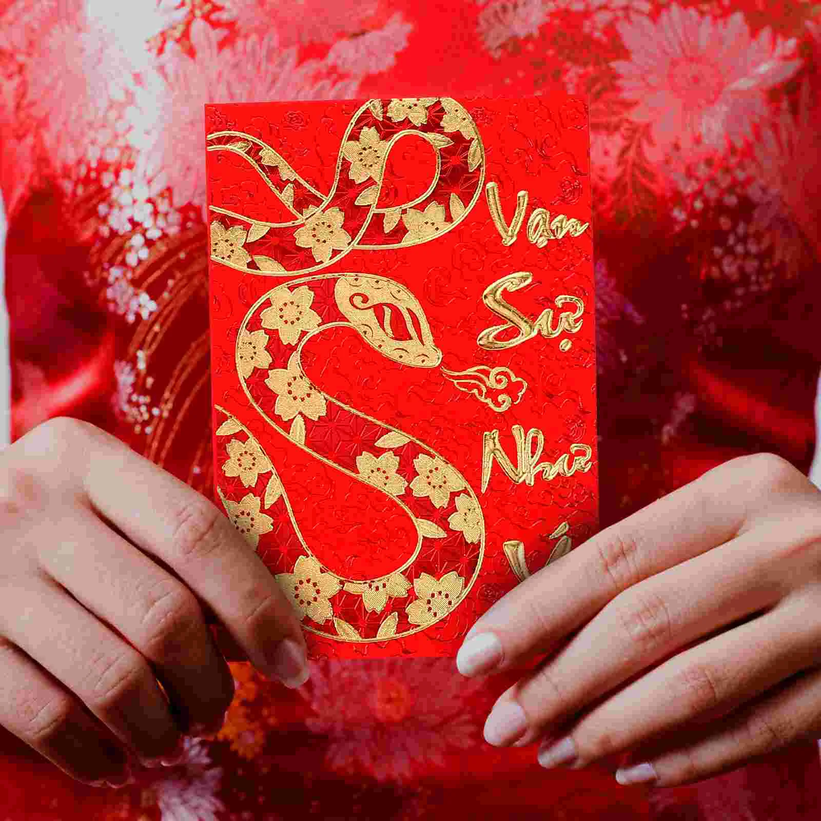 18 Pcs Year of The Snake Spring Festival Red Envelope Pockets Vietnamese New Envelopes Lucky Wedding Paper Money