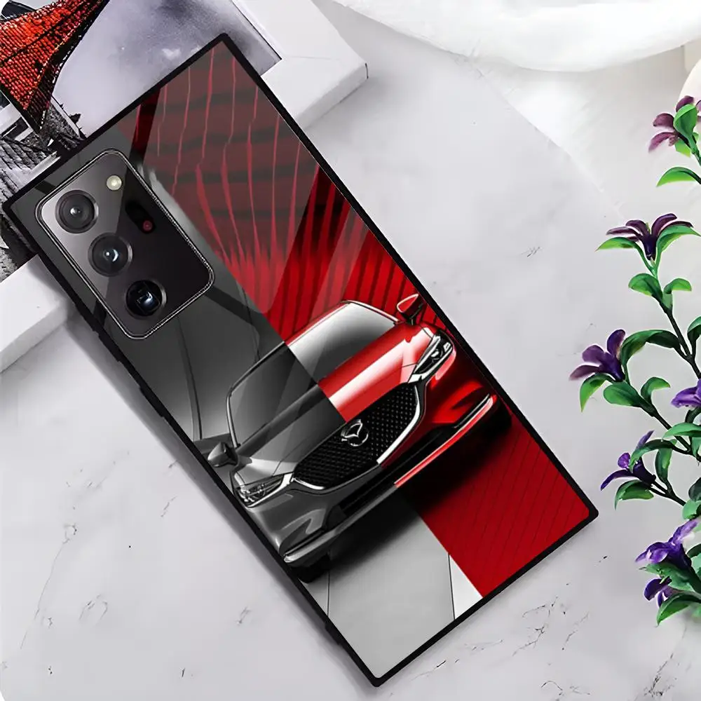 حافظة هاتف M-Mazdas Car MAISTO حافظة هاتف زجاجية لهاتف سامسونج جالاكسي S20 S21 S22 S23 Note20 Ultra Plus Fe