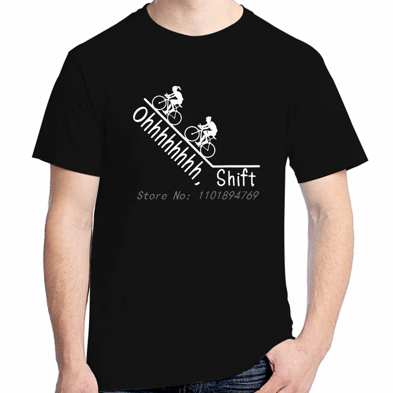 Ohhhhh Shift Bike Ride Black White Healthy Bike Funny Shirts Graphic Tee Tops & T-Shirt New Arrival Goods Cotton Printed T-Shirt
