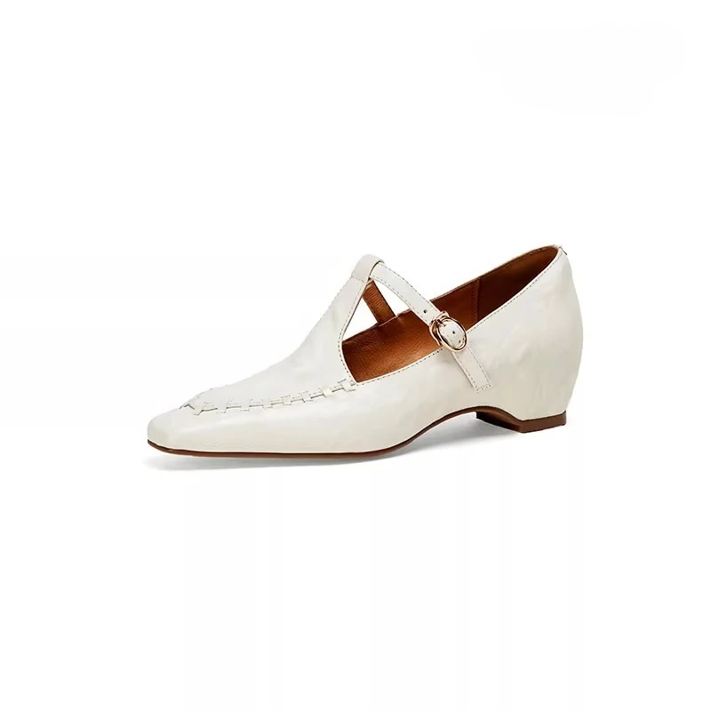 New Luxury Women Shoes Fashion Shallow Mouth Square Toe High-heeled Dress Office Party Leather Shoes Female Pump Genuine Leather
