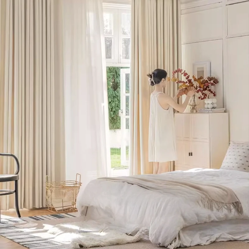 

Французские кремовые шторы для гостиной, столовой, роскошные утолщенные хлопковые льняные шторы, спальня, дрейф