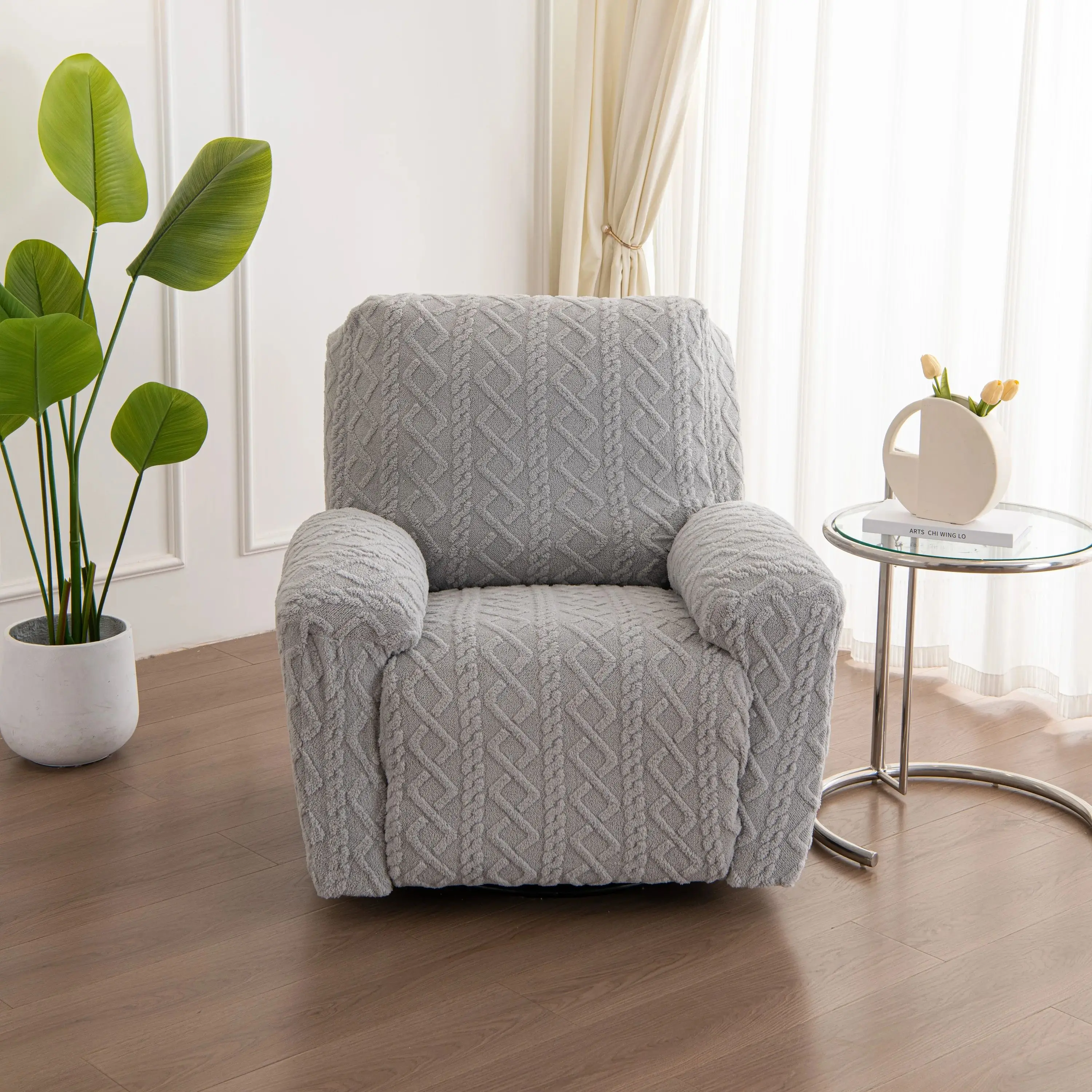 

Fluffy all cover Sofa Cushion Cover knit Cable patttern highly elastic Wrinkle-Resistant and easy care fits 1/2/3 seat