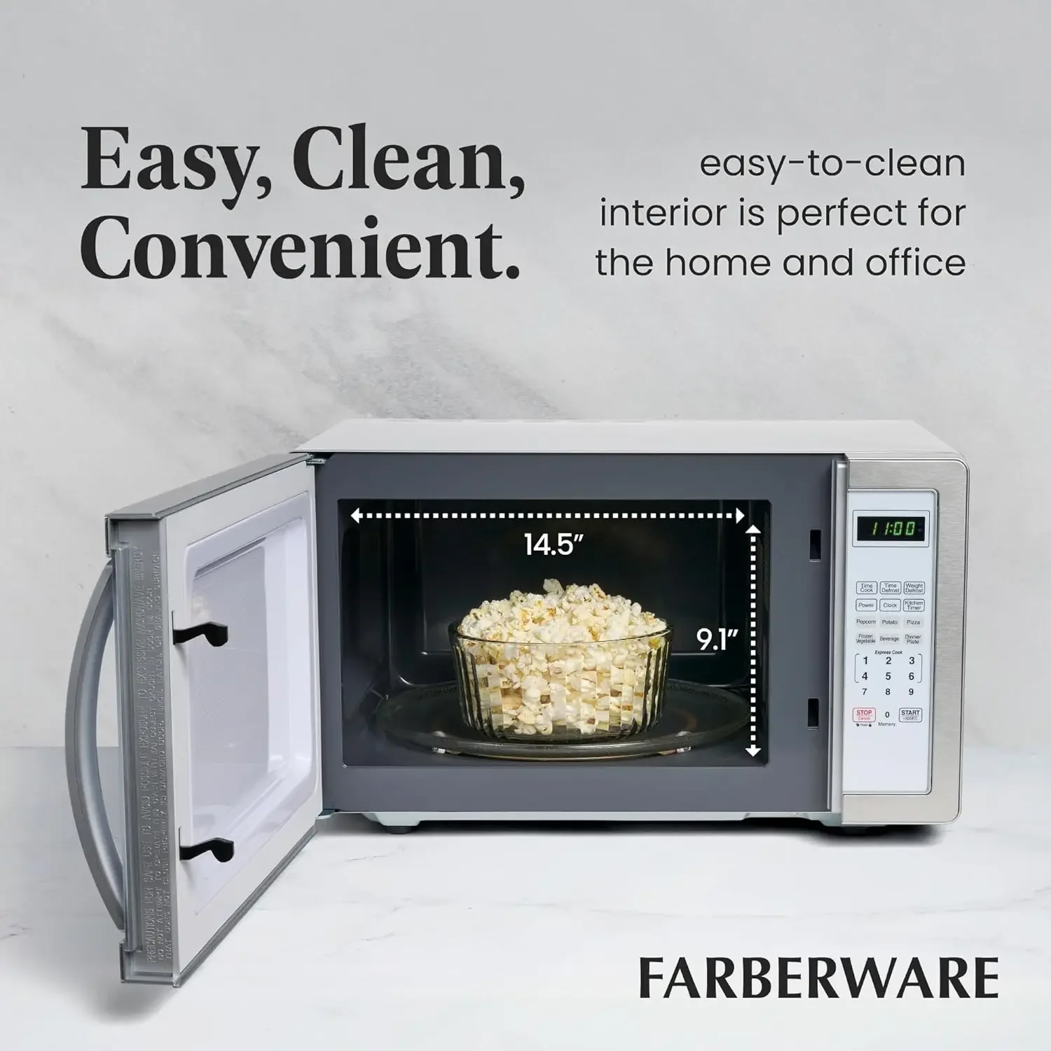 NEW Countertop Microwave 1000 Watts, 1.1 cu ft - Microwave Oven With LED Lighting and Child Lock - Perfect for Apartments