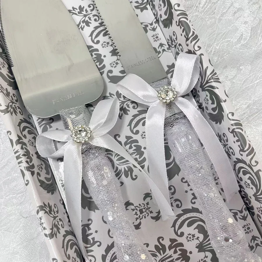 Stainless steel wedding cake Knife and slicer set, 2 elegant cake cutting tools for celebrations and gifts image 5
