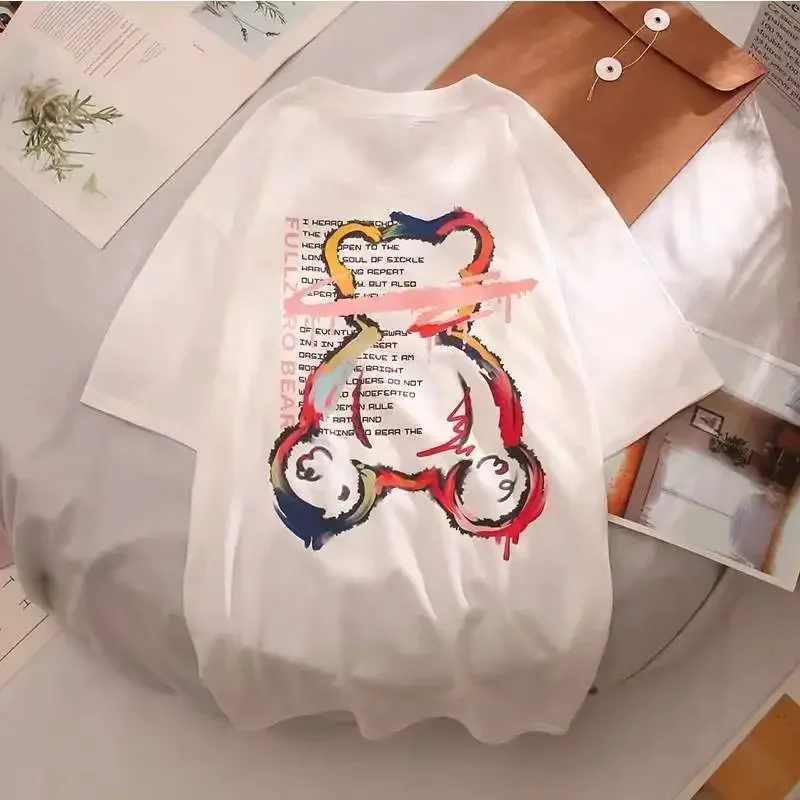 Men and Women Short Sleeved Loose Casual T-Shirt Creative Graphics Student Trend Couples Spring Summer New Clothing