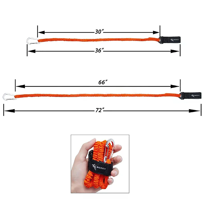 Pole Coiled Elastic Lanyard Cord For Kayak Paddle, Adjustable Rowing Boat Gadget