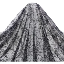 1 pc 70x62 Inch Spider Web Lace Fabric Halloween Black Lace Web Embroidered Lace Sewing Fabric Tablecloth Fabric Lace for DIY